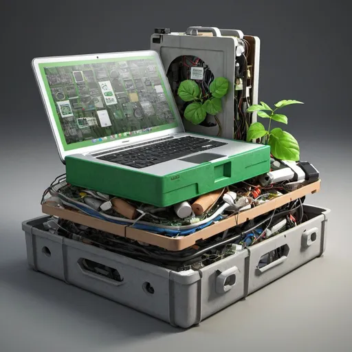 Prompt: GreenCrate Solutions offers an E-waste service. create images that will showcase this service.