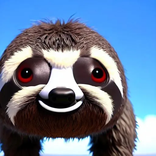 Prompt: 3d fluffy sloth, cartoon; kawaii; cute and adorable, cute big circular reflective eyes, long fuzzy fur, Pixar render, unreal engine cinematic smooth, intricate detail, cinematic