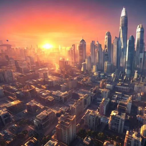 Prompt: sunrise in 2050. year