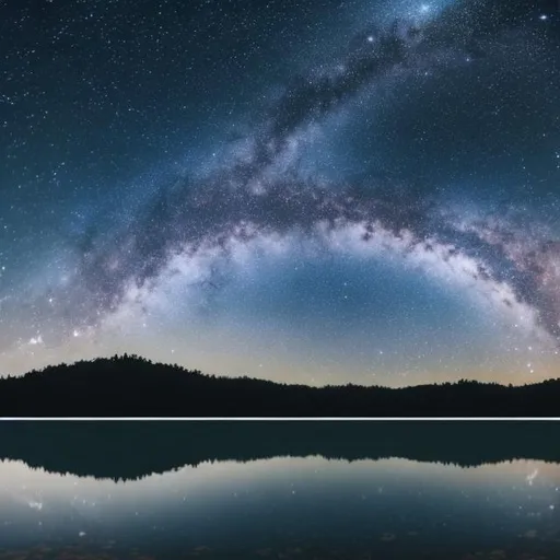 Prompt: create image of night sky and lake 