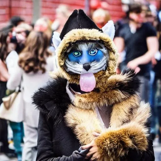 Prompt: man dressed as a furry while eating humans