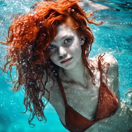 Prompt: underwater, drowned,blue red hair,hd,body nud