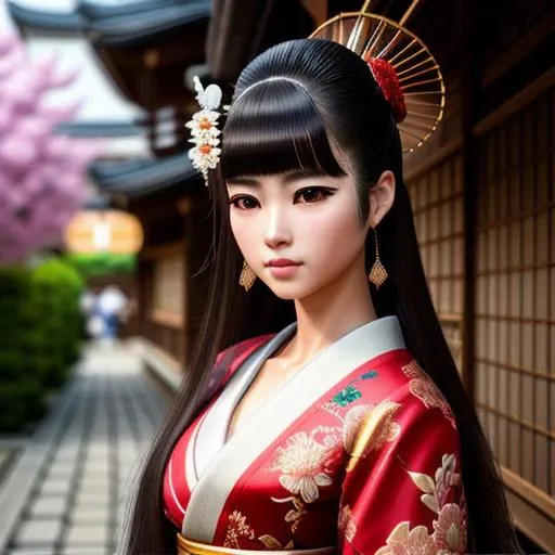 Prompt: long shot super detailed lifelike illustration, intricately detailed, dramatic lighting, geisha, gorgeous detailed face,horny, girl with longhair in the japan

masterpiece photoghrafic real digatal ultra realistic hyperdetailed , ruffles, highly detailed brown eyes, highly detailed beautiful gloss lips, highly detailed intricate fluffy black short hair, stray hairs, complex,

sitting in front of door of old rust antique ruined whore house in the fantasy harram, autumn environment, cozy environment, vintage environment, fantastical nostalgic mood,

hopeful, smile, iridescent reflection, cinematic light,

impressionist painting, Degas Style Painting,

volumetric lighting maximalist photo illustration 4k, resolution high res intricately detailed complex,

soft focus, digital painting, oil painting, heroic fantasy art, clean art, professional, colorful, rich deep color, concept art, CGI winning award, UHD, HDR, 8K, RPG, UHD render, HDR render, 3D render cinema 4D, Makoto Shinkai,