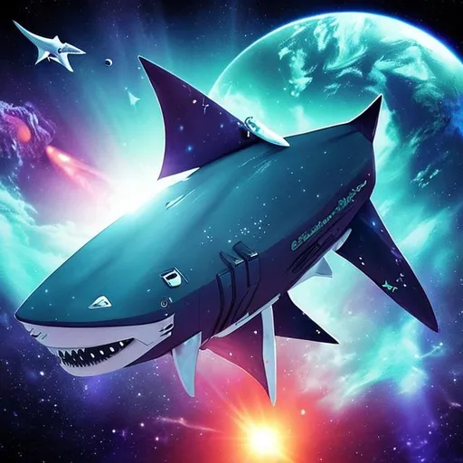Prompt: Space Shark with Universe in the Backround