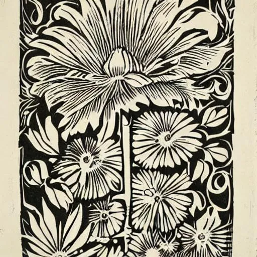 Woodcut flower