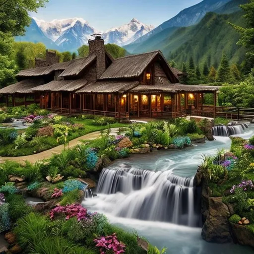 Prompt: Nature Background with greenery, Flowing Water in Somewhere, A Beautiful Farm House, Mountains in Somewhere, Highly Detailed, Hyper Realistic, 8K, Masterpiece