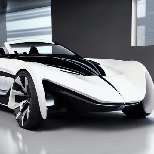 Prompt: black Volante 2dr Convertible concept car, designed by zaha hadid, in a white room, side view, futuristic, high tech, metaverse, cyber, galactic, very detailed, photorealism, octane, unreal engine , v-ray, luxcore,