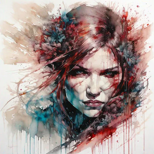 Prompt: "Beautiful vampire slayer by Carne Griffiths"