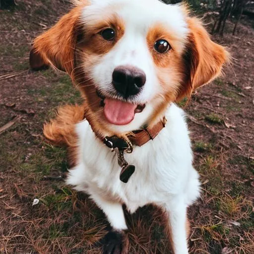 Prompt: Cute dog, hyper-realistic, hyper-realistic with detailed eyes close up in forest