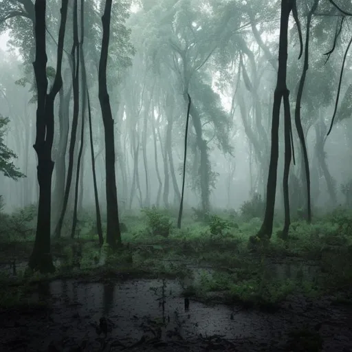 Prompt: A forest made out of rain