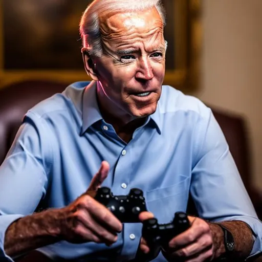 Prompt: Joe Biden Playing Video Games