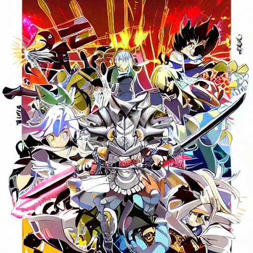 Prompt: Sword and shield anime knight 
