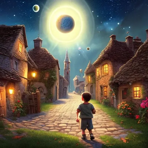 Prompt: , In a quaint village , lived a young boy named Alex. Alex was just like any other kid his age, but he had an insatiable curiosity about the stars and the mysteries of the universe.