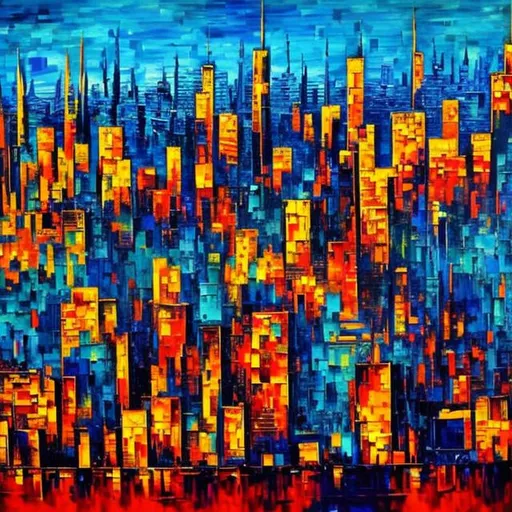 Prompt: Expressionism art, cityscape
