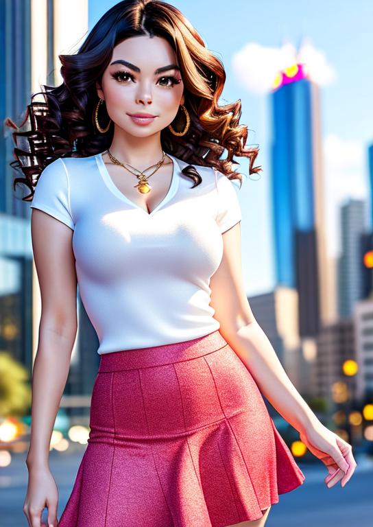 Miranda Cosgrove Curly Hair Top And Skirt Small B Openart