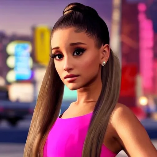 Prompt: beautiful ariana grande in gta v loading screen, realistic