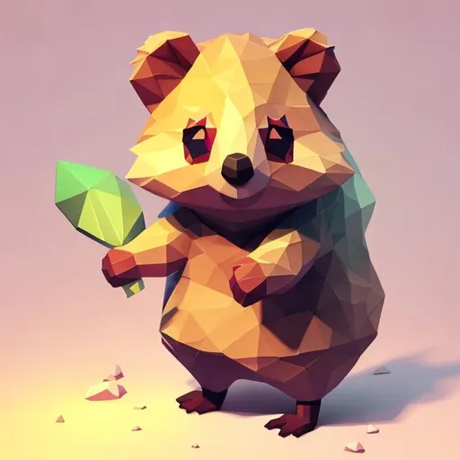 Prompt: kawaii low poly quokka character, 3d isometric render, white background, ambient occlusion, unity engine, square image