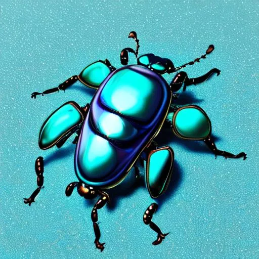 Prompt: Beautiful turquoise beetle,!uminous,shiny