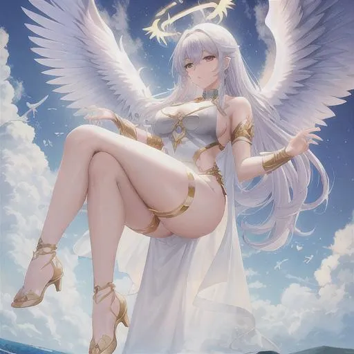Prompt: Godess, beautiful, strong, wings, halo, best quality, 8k, focus, full-body