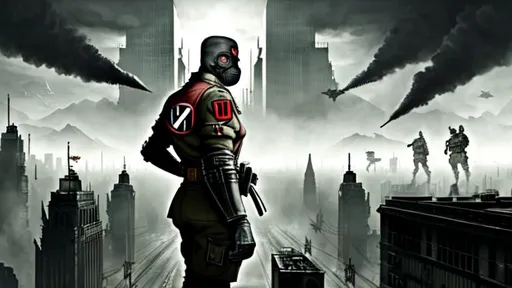 Prompt: Wolfenstein, nazi, future, dark, dystopia, man in the high castle, concrete, mega city.
A masked man stares into the distance (facing the veiwer), the army below him marching and roaring