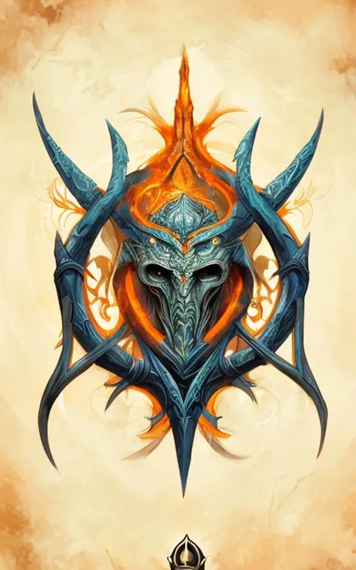 Prompt: blue and orange hermaeus mora elder scrolls art