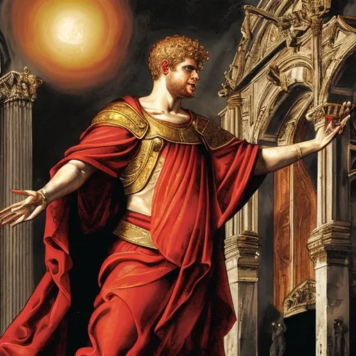 Prompt: Emperor Nero converts to Christianity