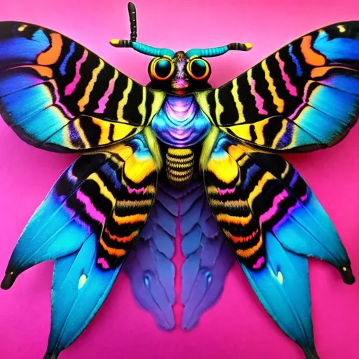 Prompt: Deaths head hawkmoth diorama in the style of Lisa frank