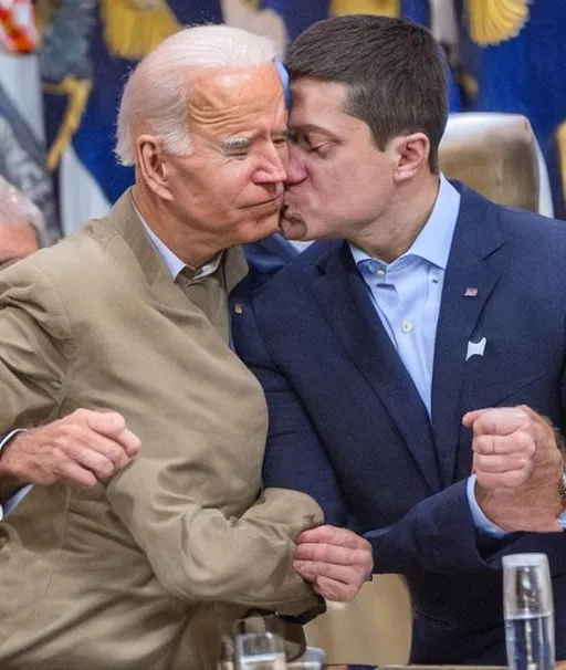 Joe Biden And Volodymyr Zelensky Kissing.