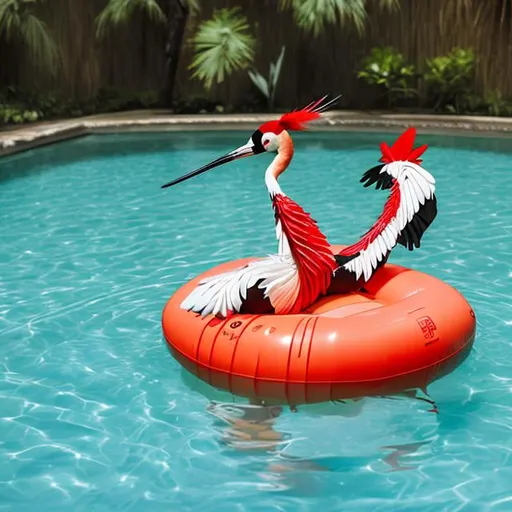 Female anthro Japanese redcrowned crane bird in a r... OpenArt