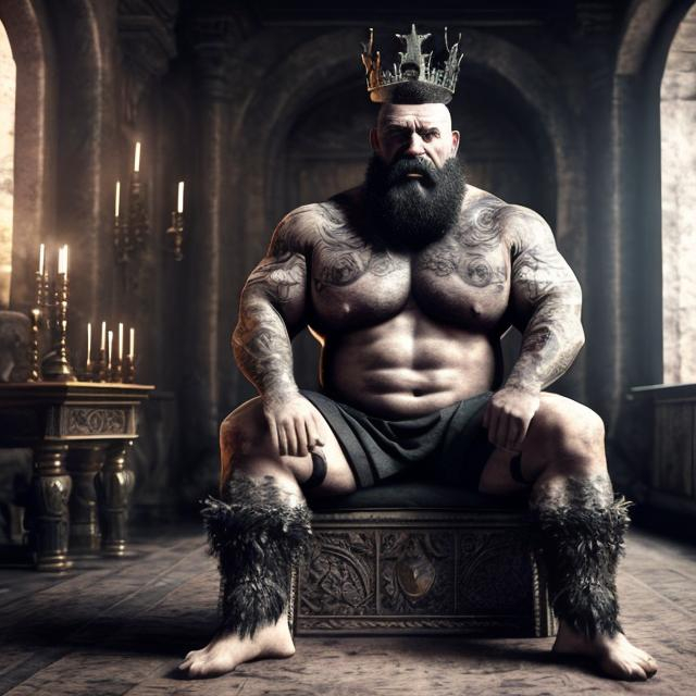 Tattooed Big Hairy Thick Masculine King Strongman K Openart