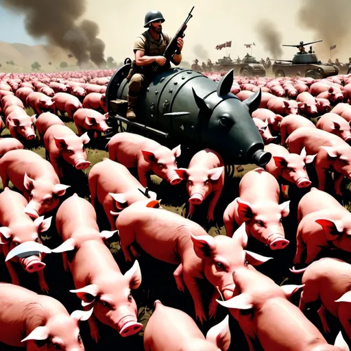 Prompt: A visually accurate representation of the game hogs of war