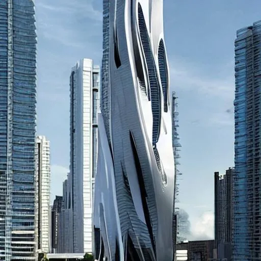 Prompt: arquitectura estilo Zaha Hadid, edificio condominio de 15 pisos