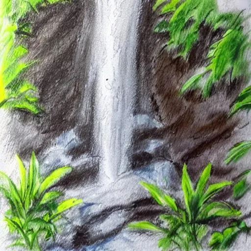 Prompt: sketch of beautiful waterfall