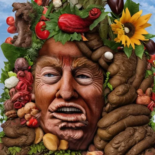 Prompt: Arcimboldo, trump, poop, feces