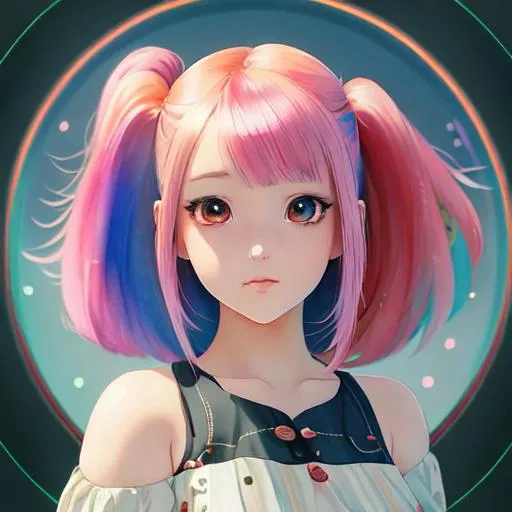 beautiful girl, cute, blissful, multi-colored hair,... | OpenArt