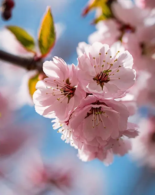 Vibrant pink cherry blossoms in full bloom against a... | OpenArt