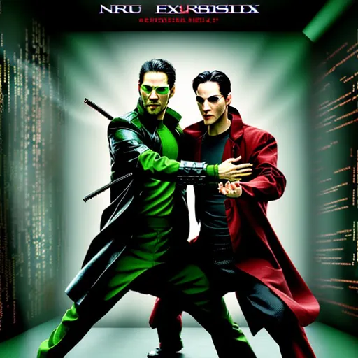 Prompt: photograph of multiple neo from the matrix movie fighting each other at kung fu in a new york subway