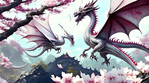 Prompt: Insanely detailed photograph of An elaborate beautiful kind white flying dragon in cherry blossoms, hyperdetailed painting by Ismail Inceoglu Huang Guangjian and Dan Witz CGSociety ZBrush Central fantasy art album cover art 4K 64 megapixels 8K resolution