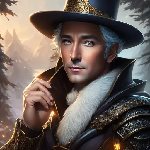 Prompt: DnD character art of {Bing Crosby as an fantasy noble}, smooth soft skin, beautiful face, symmetrical, anime wide eyes, soft lighting, detailed face, by leiji matsumoto, stanley artgerm lau, wlop, rossdraws, concept art, digital painting, looking into camera, quaint fantasy forest off in the distance