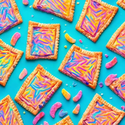 Prompt: Pop-tarts in the style of Lisa frank