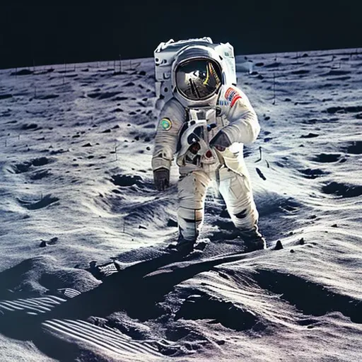 Prompt: realistic astronaut photorealistic on moon surface