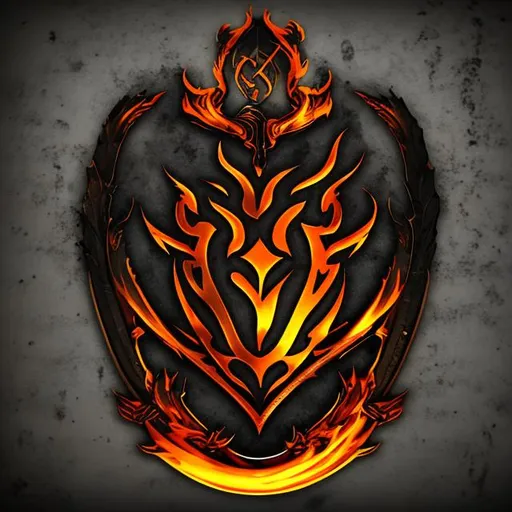 Prompt: a logo/emblem for a faction called "Flameforged Covenant"
