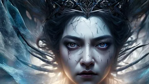 Prompt: Queen of the spirit world hyper realistic face extremely detailed dark cinematic UHD 