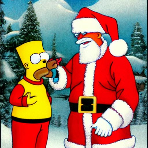 santa claus and bart simpson | OpenArt