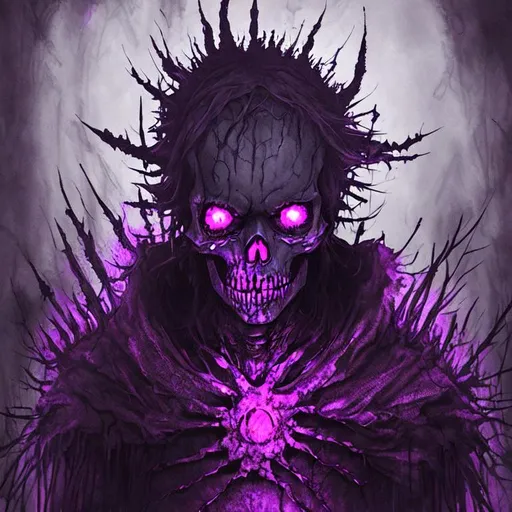 Anime girl purple eyes dark skull wallpaper background - Wallpapers