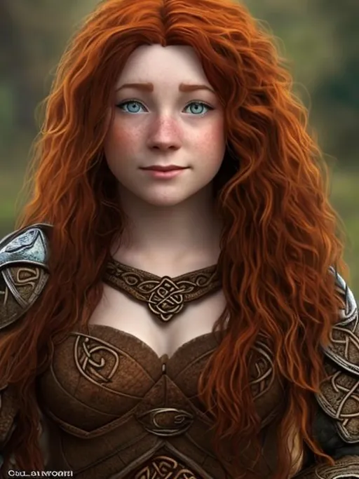 Prompt: Female, Dwarven, Celtic, Dwarf, Irish, Auburn Hair, Red Hair