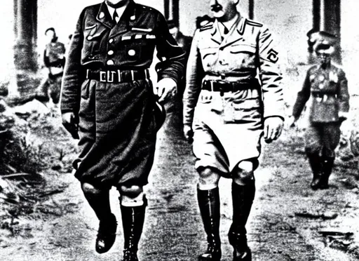 Prompt: World War Two 
Adolph Hitler wearing a skirt