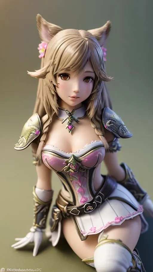 Prompt: Please take tilt-shift technique high quality photo of POKIMANE as a female Final fantasy Xiv miniature lead model. Painted in bright Authentic colours very highly detailed perfect form intricately painted.intricate exquisite faces high quality specular lights With macro, dslr, realistic photo, high quality, very close, supermacro, best quality,, in perfect studio lighting, supermacro objective, with , best contrast, best lights,