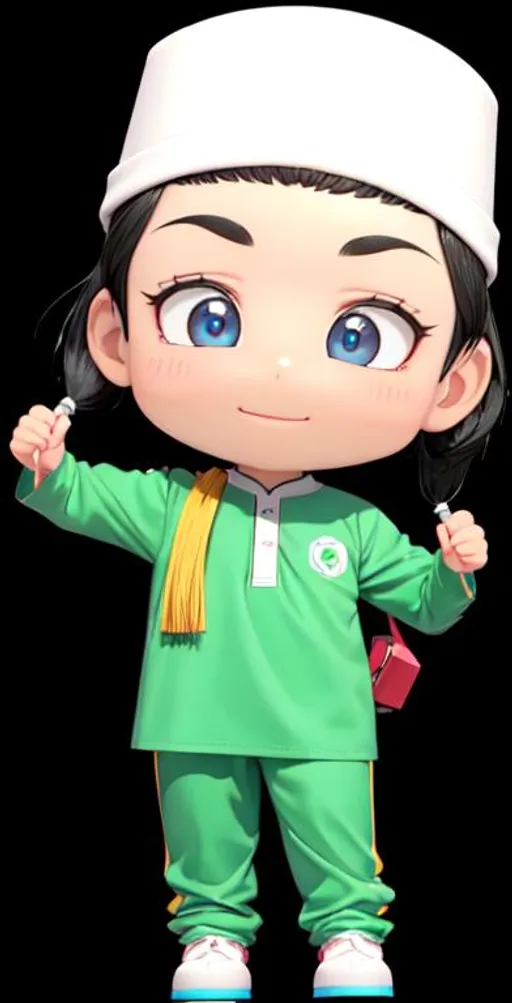 Prompt: make it to perfect 3d male islamic kid. black hair 