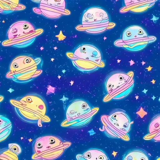 Prompt: Seals in outer space in the style of Lisa frank
